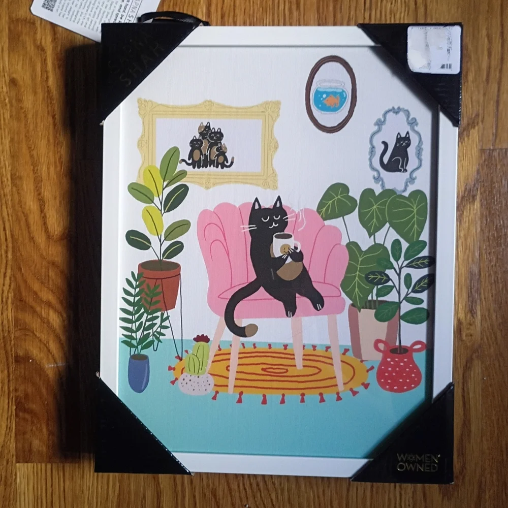Sapna Shah Framed Cat Art Print - Picture 1 of 1